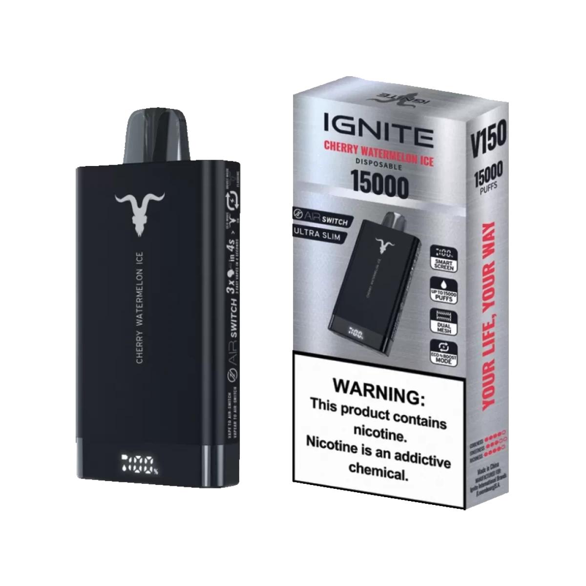 Ignite CHERRY WATERMELON ICE Vape v150, package